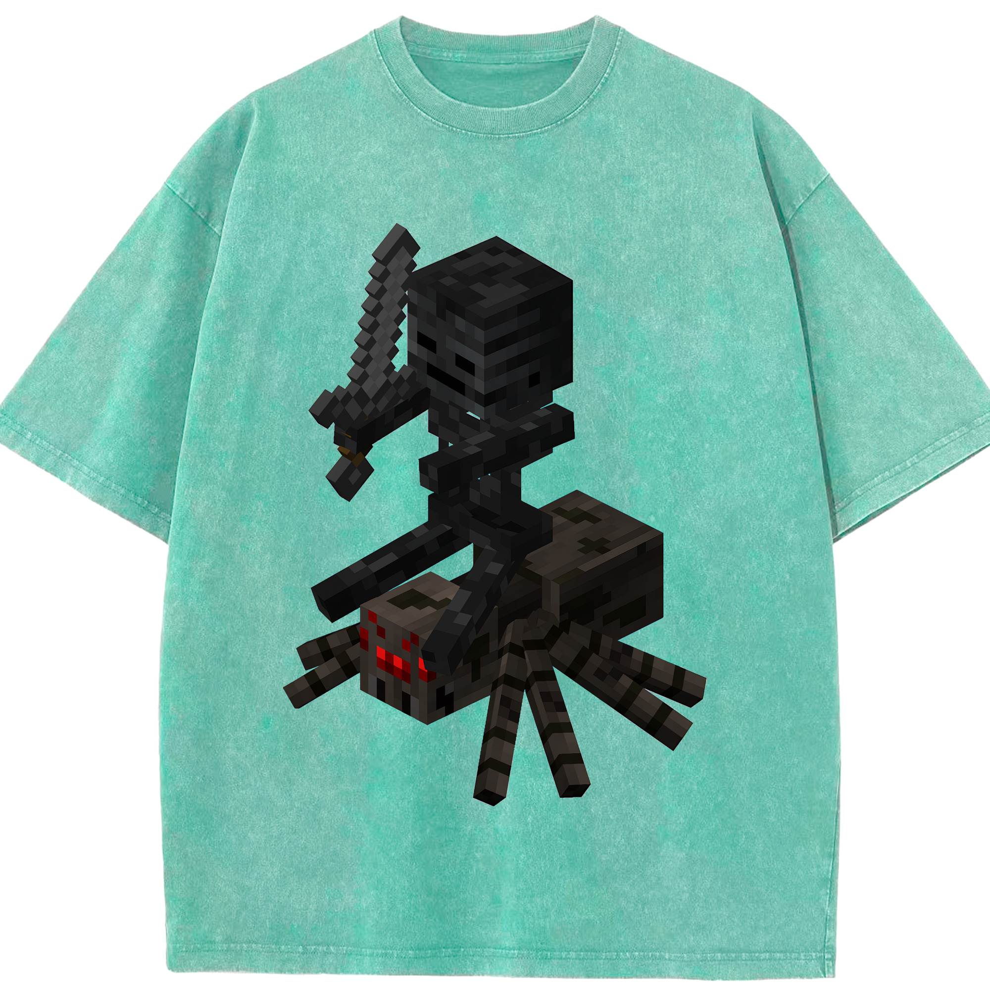 （画像用） マインクラフト ブロックの世界 Minecraft MC Block world 綿100% ヴィンテージ風 半袖Tシャツ（フロントプリント）